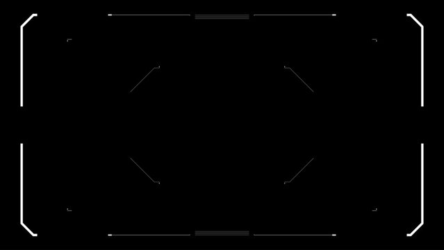 Futuristic glitch HUD aim. Cyberpunk style distorted HUD screen. Tech user interface hologram glitchy screen for game, movie, sci-fi, drone footage, VR etc. Overlay template. Cyberpunk concept.
