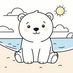 Cute Polarbear for toddlers story books vector illustration