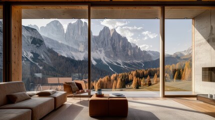 Modern residential, hotel, and homestay interior spaces：autumn in the mountains