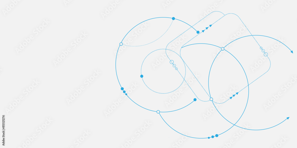 Wall mural abstract geometric dots and lines connection circuit concept. global communication technology backgr