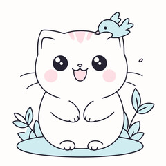 Vector illustration of a delightful Kitten for early readers' enjoyment