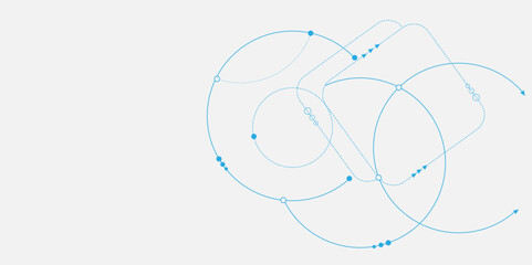 Abstract geometric dots and lines connection circuit concept. Global communication technology background design.