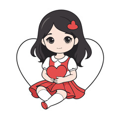 Cute vector illustration of a Girl for toddlers story books