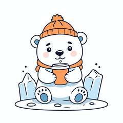 Cute Polarbear for early readers' adventure books vector illustration