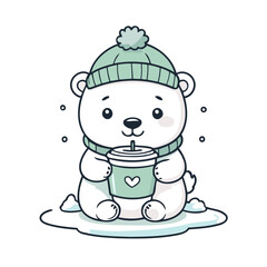 Vector illustration of a cute Polarbear for toddlers