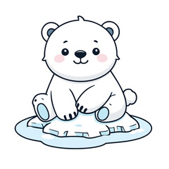Vector illustration of a charming Polarbear for toddlers' learning adventures