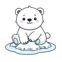 Vector illustration of a charming Polarbear for toddlers' learning adventures