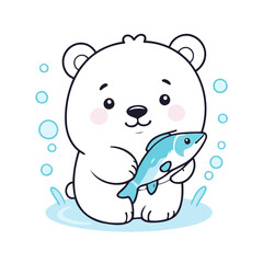 Vector illustration of a cute Polarbear for toddlers story books