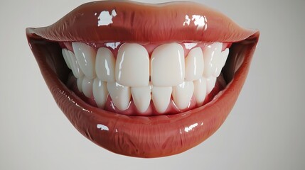 Smiling Female Mouth with Shiny Healthy White

