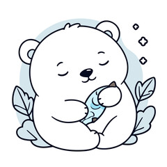 Cute Polarbear for children's books vector illustration