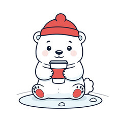 Cute vector illustration of a Polarbear for kids