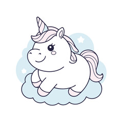Cute unicorn vector illustration for children