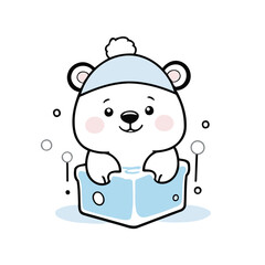 Cute Polarbear for children's literature vector illustration