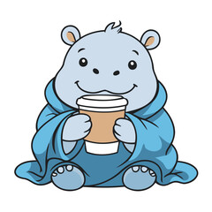 Cute vector illustration of a Hippo for children story book