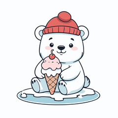 Cute Polarbear for children vector illustration