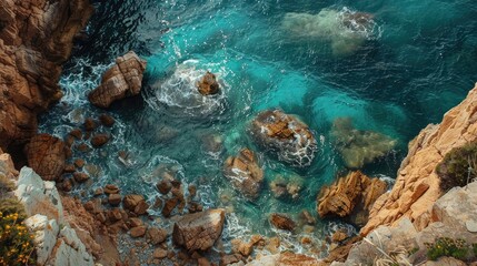 Concept board de mare roche de la cote mediterranean par beaux temps