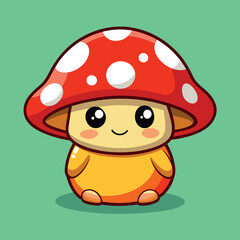Vector cute mushroom mascot cartoon character illustration