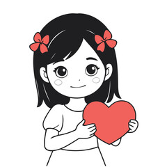 Cute vector illustration of a girl for kids books