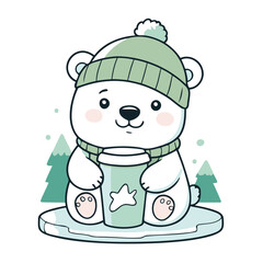 Cute Polarbear for toddlers' playful adventures vector illustration