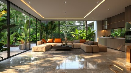 Fototapeta premium Modern residential, hotel, and homestay interior spaces