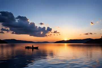 The sunset of nature, the calmness of nature, the end of the day, the calm and tranquil atmosphere, ai, generative, 생성형, korea, 일몰 일출