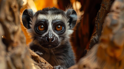 Captivating Close-Up Of A Lemur In Natural Habitat, Vibrant Eyes Capturing The Essence Of Madagascar Wildlife