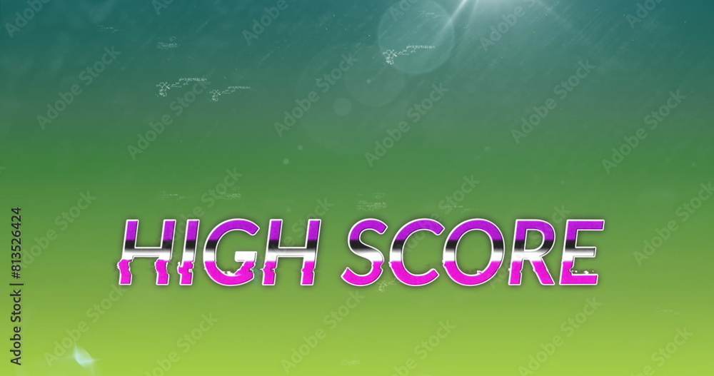 Poster high score text banner over mathematical equations floating on green and blue gradient background