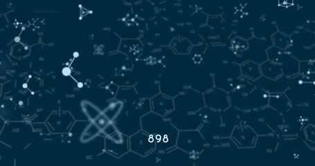 Obraz premium Image of molecules and chemical formula on black background
