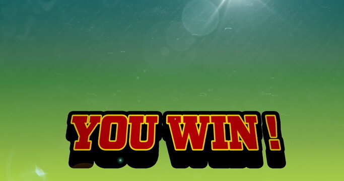You win text banner over mathematical equations floating against green and blue gradient background