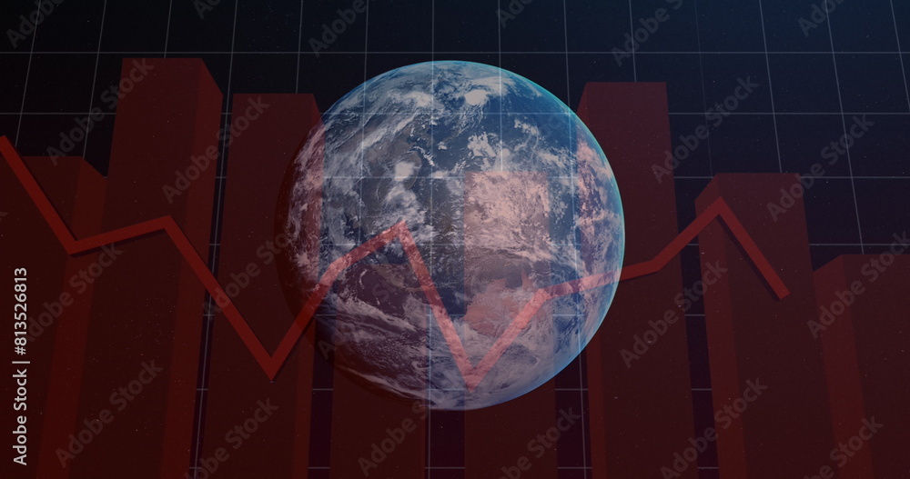 Sticker Image of financial data processing over globe