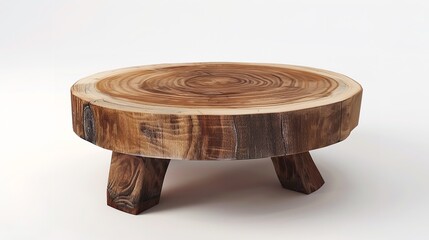 Rustic Natural Wood Round Coffee Table Cut Out


