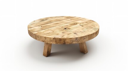 Rustic Natural Wood Round Coffee Table Cut Out


