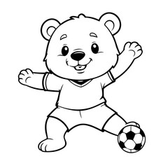 Cute vector illustration bear drawing for colouring page