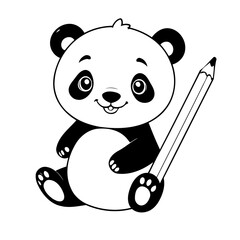 Cute vector illustration Panda drawing for kids page