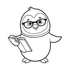 Cute vector illustration Penguin doodle for kids colouring page