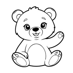 Cute vector illustration bear drawing for children page