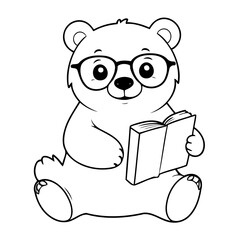 Vector illustration of a cute PolarBear doodle for toddlers coloring activity