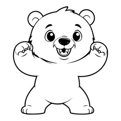 Simple vector illustration of bear drawing for kids colouring activity