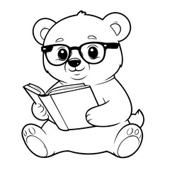 Vector illustration of a cute Bear doodle for kids colouring page
