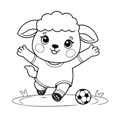 Cute vector illustration Sheep hand drawn for kids page