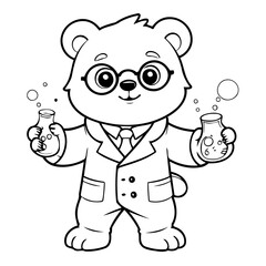 Cute vector illustration bear for kids coloring activity page