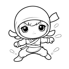 Obraz premium Cute vector illustration Ninja drawing for toddlers book