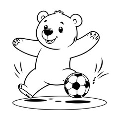 Simple vector illustration of Polarbear drawing for toddlers colouring page