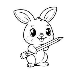 Vector illustration of a cute Bunny drawing for kids colouring page