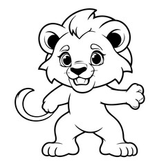 Simple vector illustration of Lion colouring page for kids