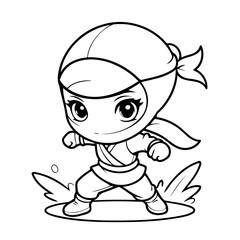 Cute vector illustration Ninja hand drawn for toddlers