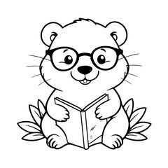 Cute vector illustration Beaver for kids colouring page