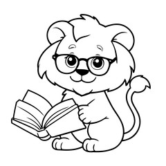 Vector illustration of a cute Lion drawing for toddlers book