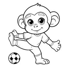 Simple vector illustration of Monkey drawing for kids colouring activity