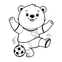 Cute vector illustration bear drawing for toddlers coloring activity